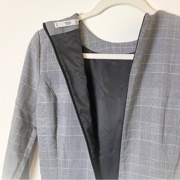 Mango MNG Gray Shift Dress Plaid Long Sleeve Knee Length 4 - Picture 11 of 13